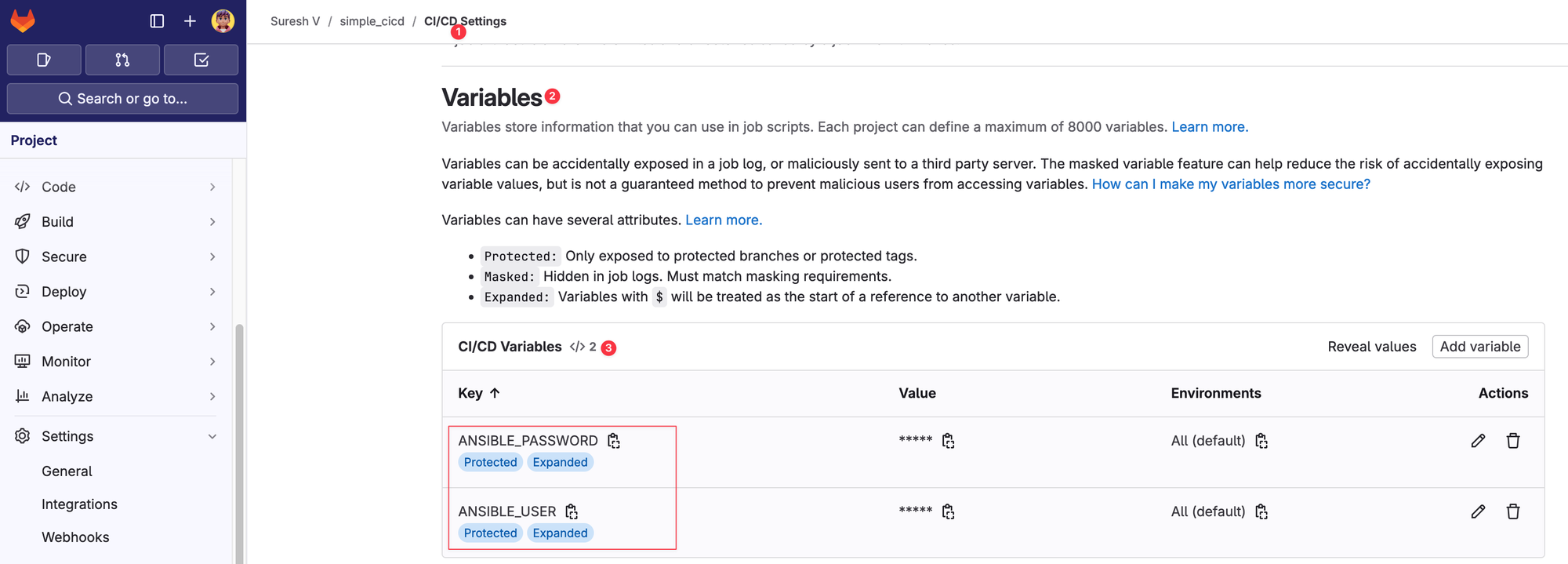 Network CI/CD Pipeline - GitLab Variables