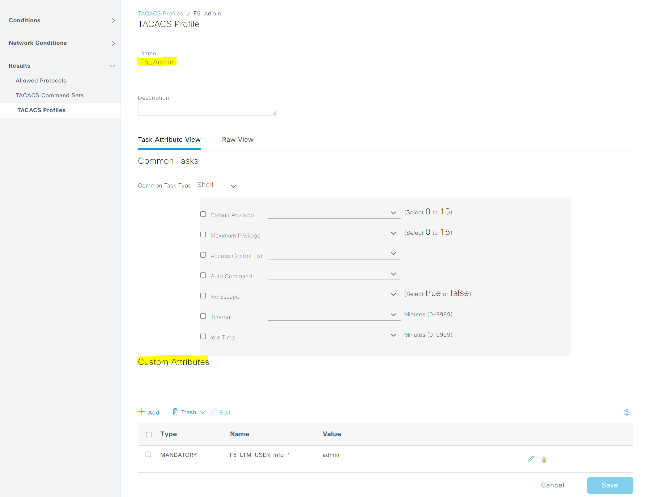 Configure F5 TACACS+ authentication against Cisco ISE